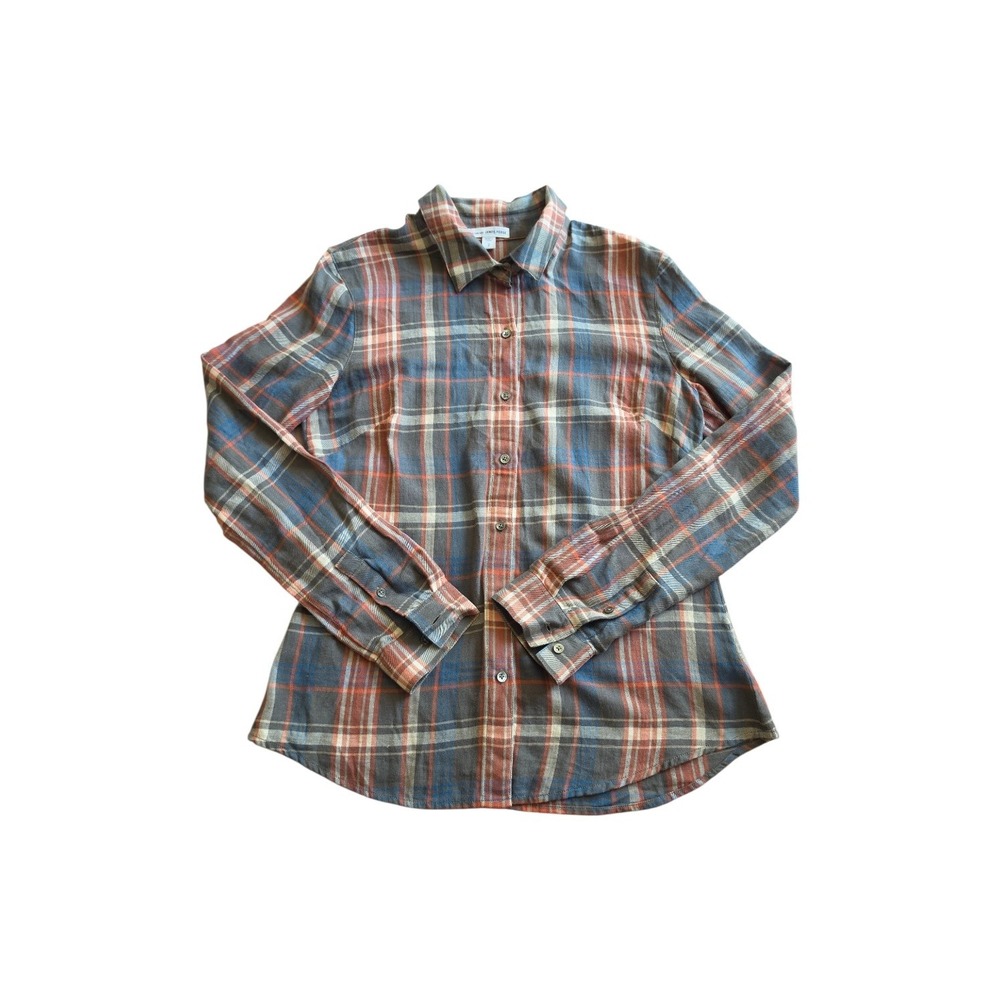 James Perse Plaid‎ Western Festival Cowgirl Cozy Cotton Button Shirt sz 2